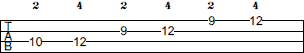 G Pentatonic Major scale bass tab