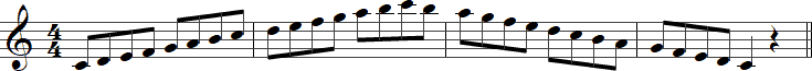 C Major scale with musical notes