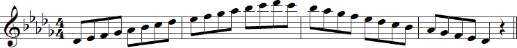 Db Major scale with musical notes