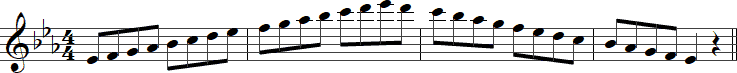 Eb Major scale with musical notes