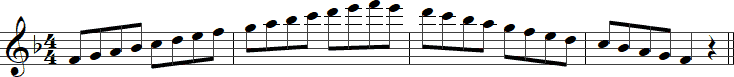 F Major scale with musical notes