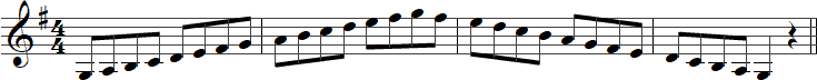 G Major scale with musical notes