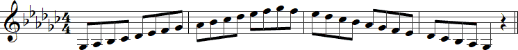 Gb Major scale with musical notes
