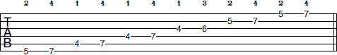 A Pentatonic Major scale tab